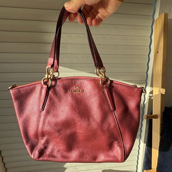 EUC COACH Mini Kelsey Pebble Leather Satchel Crossbody Shoulder Bag Rose $250 - Picture 4 of 9